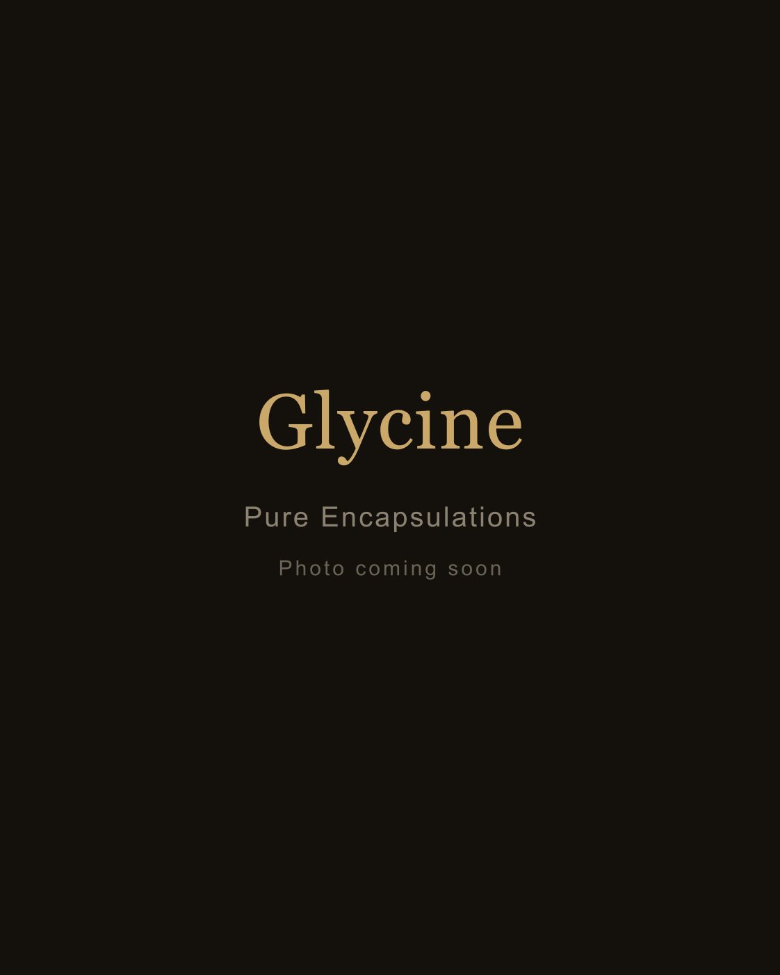 Glycine bottle from Pure Encapsulations on a dark surface