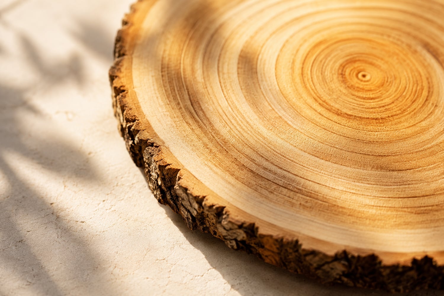A polished cross-section of wood showing concentric growth rings, the timeless way to read an age