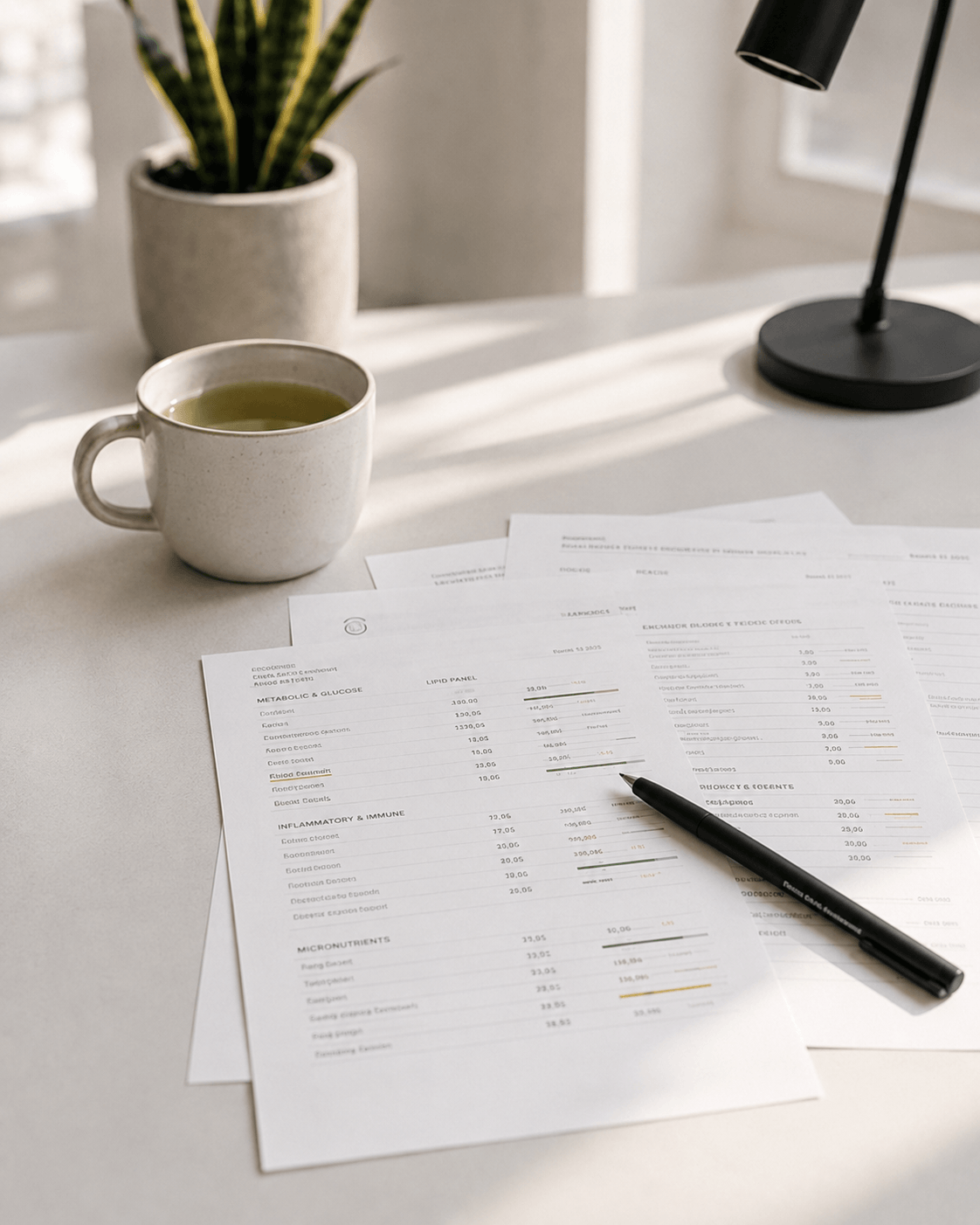 A wearable continuous monitor on a clean modern desk in soft daylight — daily measurement is the foundation of proactive prevention.