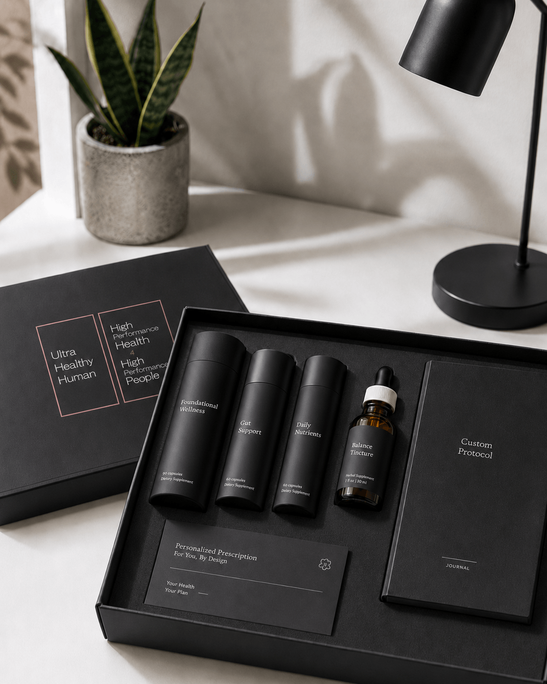 A bespoke wellness kit, designed for one body — Ultra Healthy Human's approach to precision personalisation.